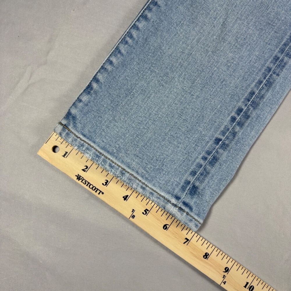 AE77 Premium Distressed Straight Leg Jeans Mens 30x32 Light Wash Button Fly - Picture 9 of 15